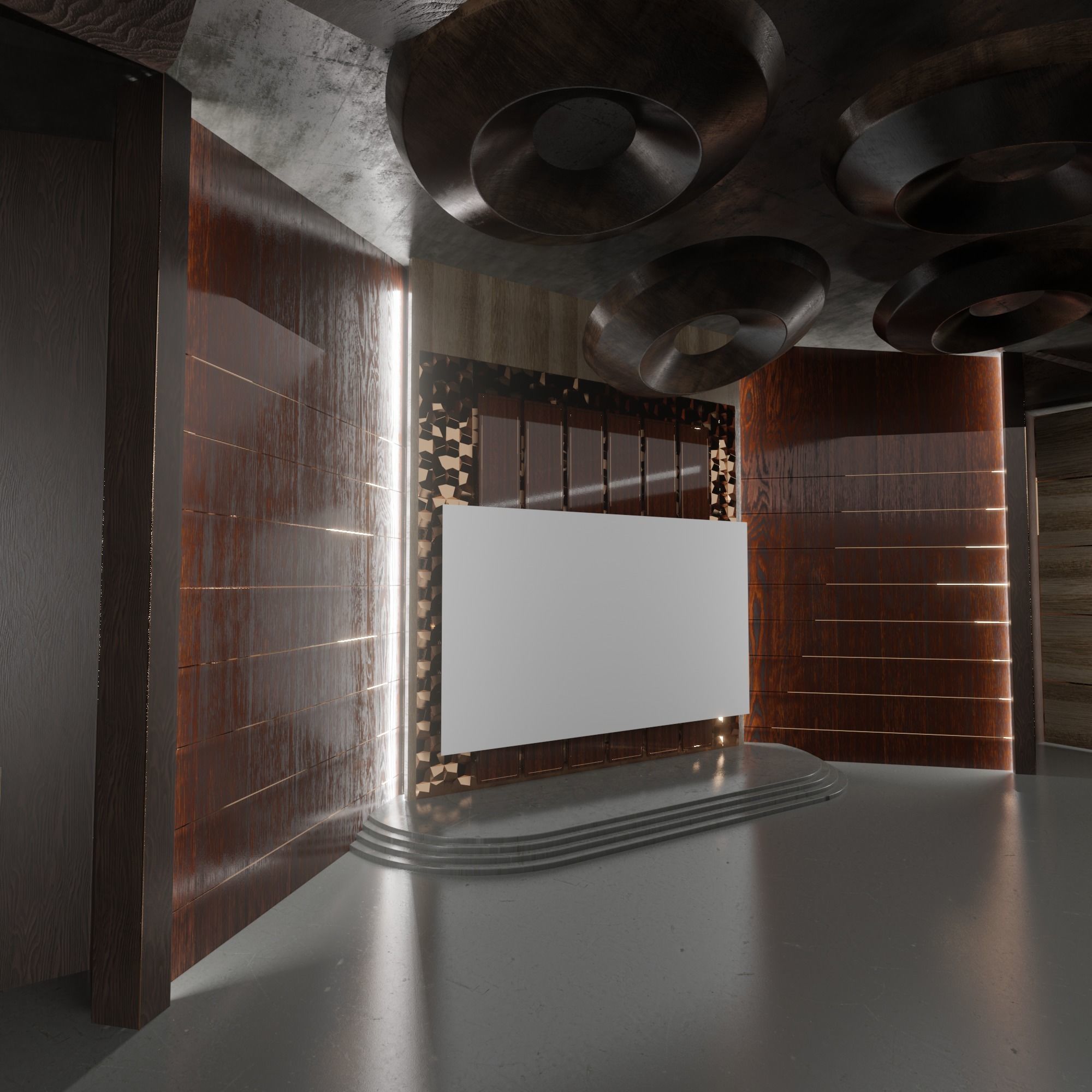 Conference hall Low-poly 3D model_4