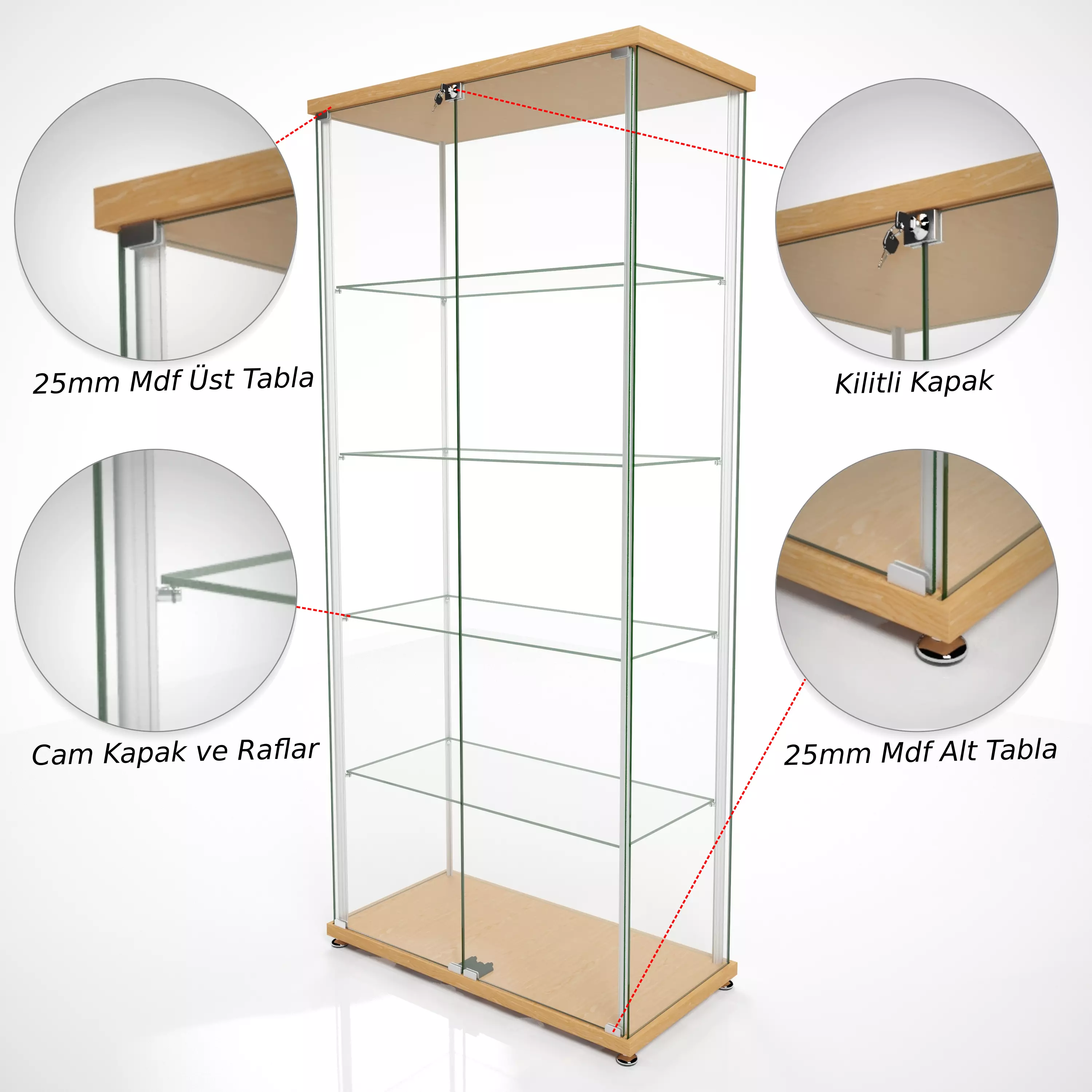 Glass Display Cabinet 39x79 Two Door 3D model 3D model_0