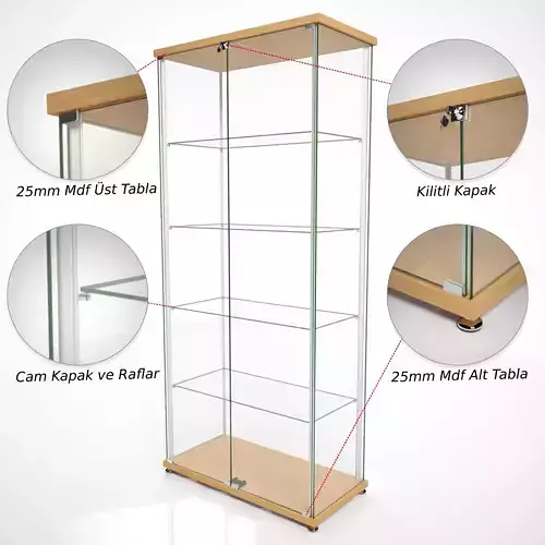 Glass Display Cabinet 39x79 Two Door 3D model