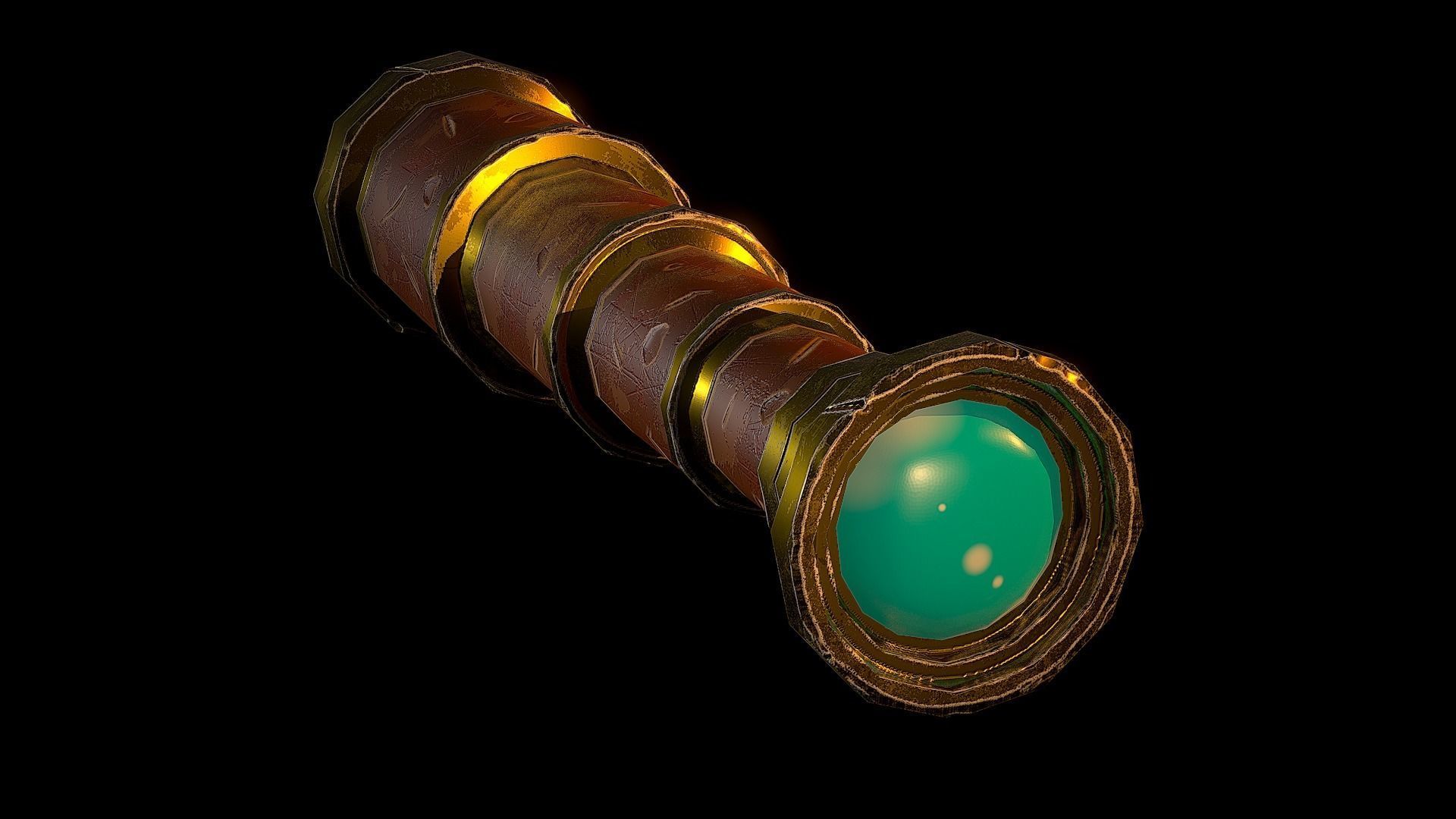 Stylized Pirate Telescope Low-poly 3D model_1