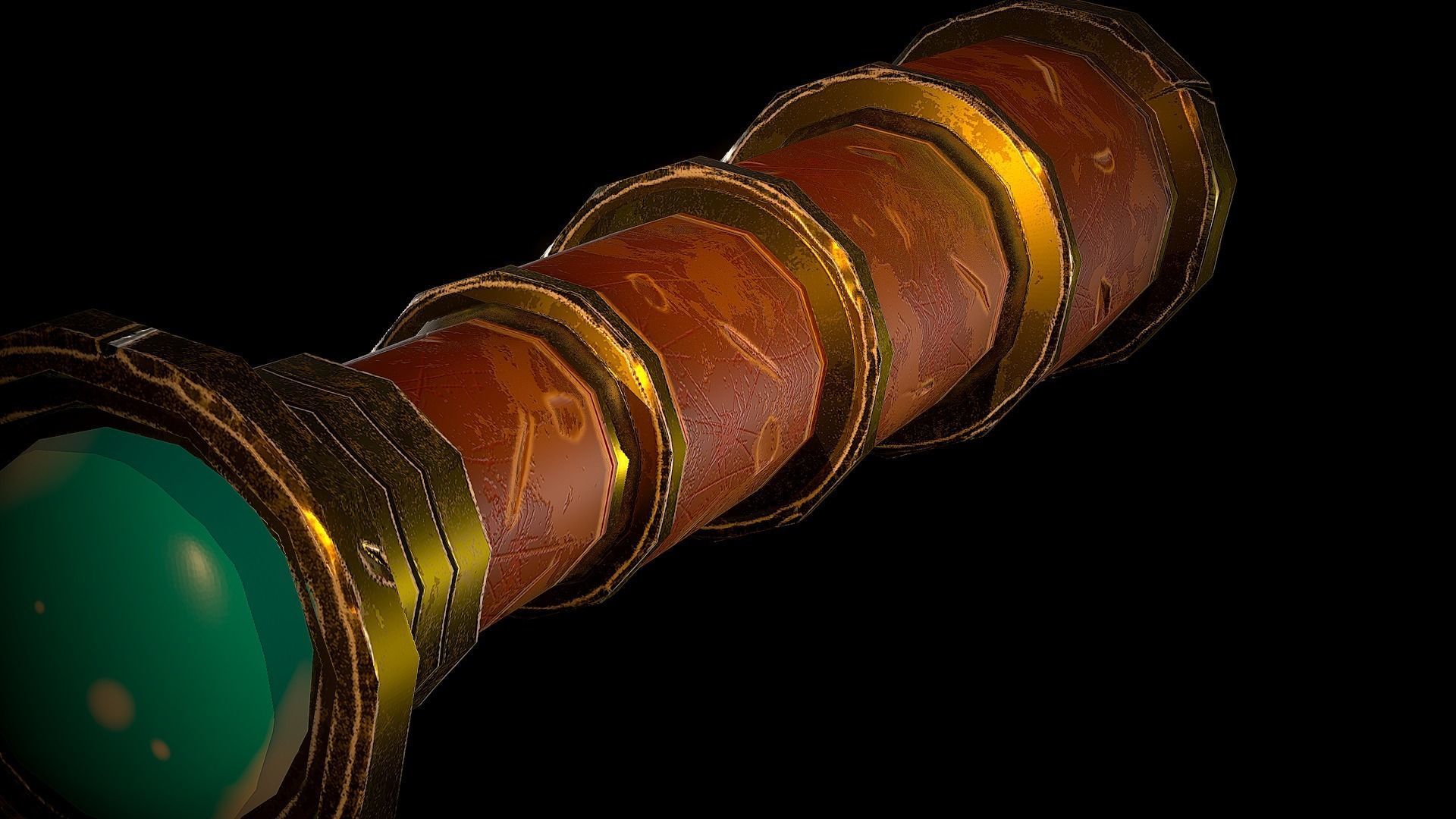 Stylized Pirate Telescope Low-poly 3D model_2