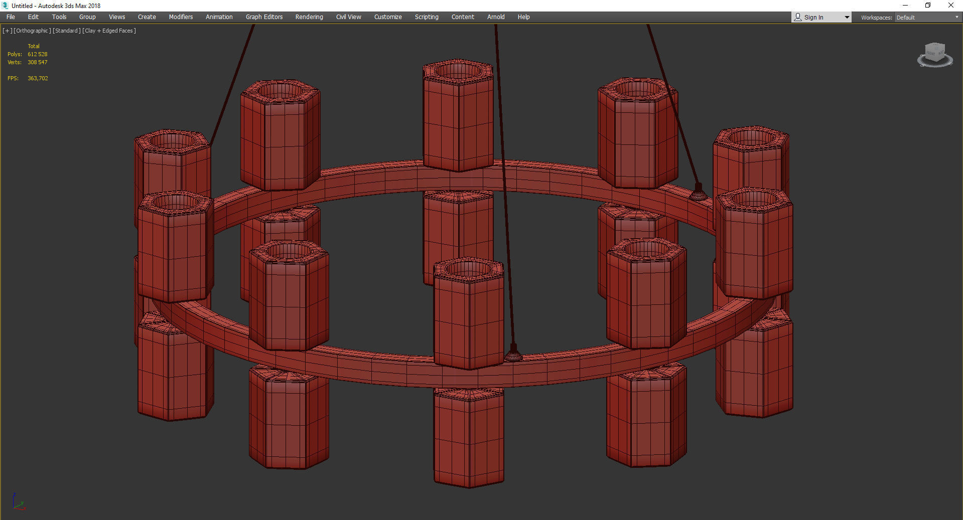 LAMPADARIO BRASS CHANDELIER Low-poly 3D model_3