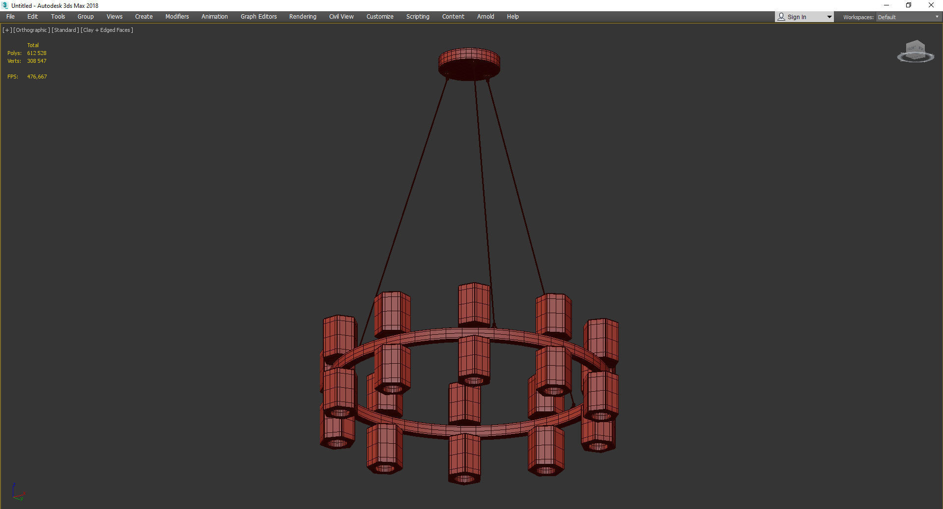 LAMPADARIO BRASS CHANDELIER Low-poly 3D model_2