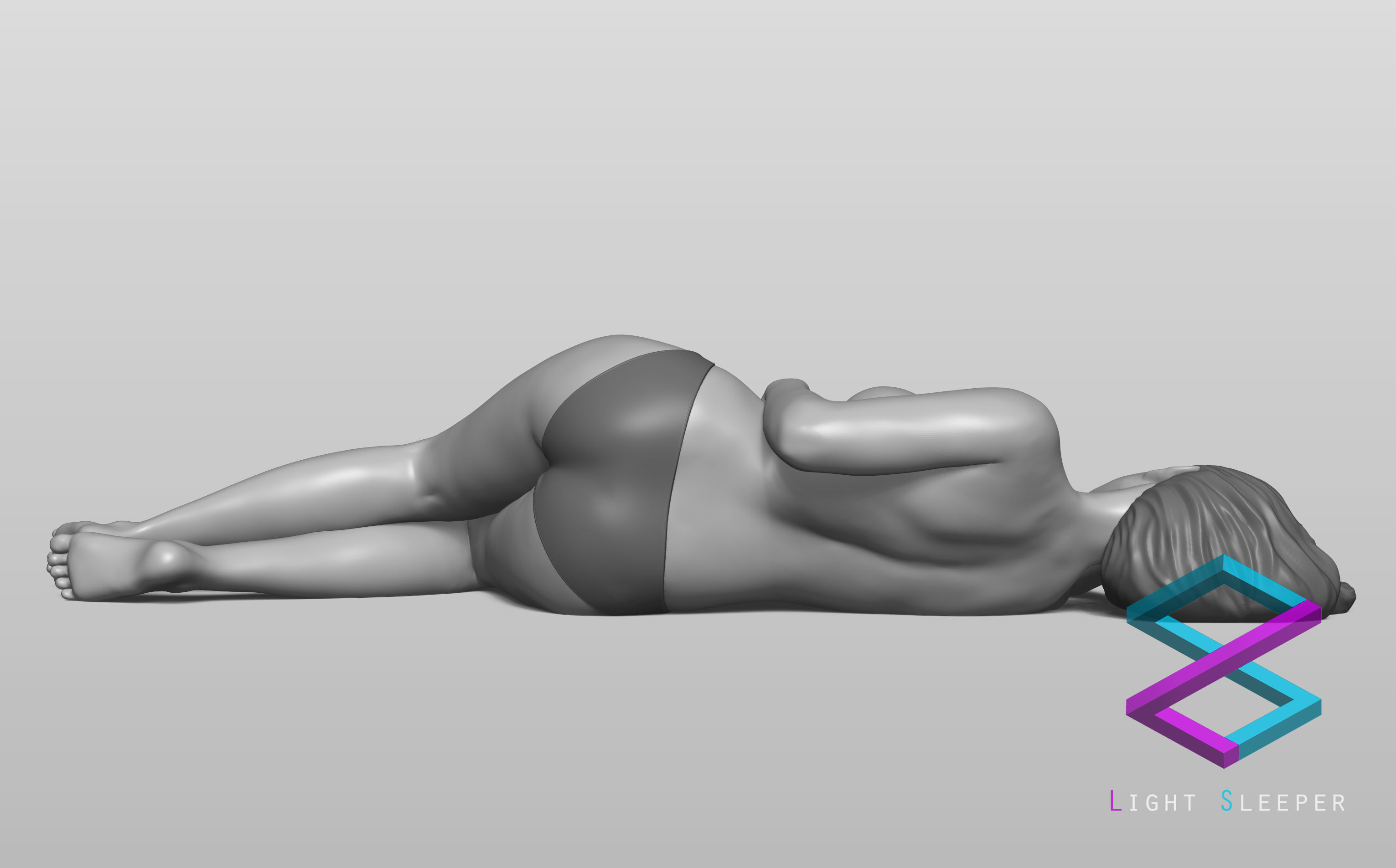 Sleeping girl 3D print model_3