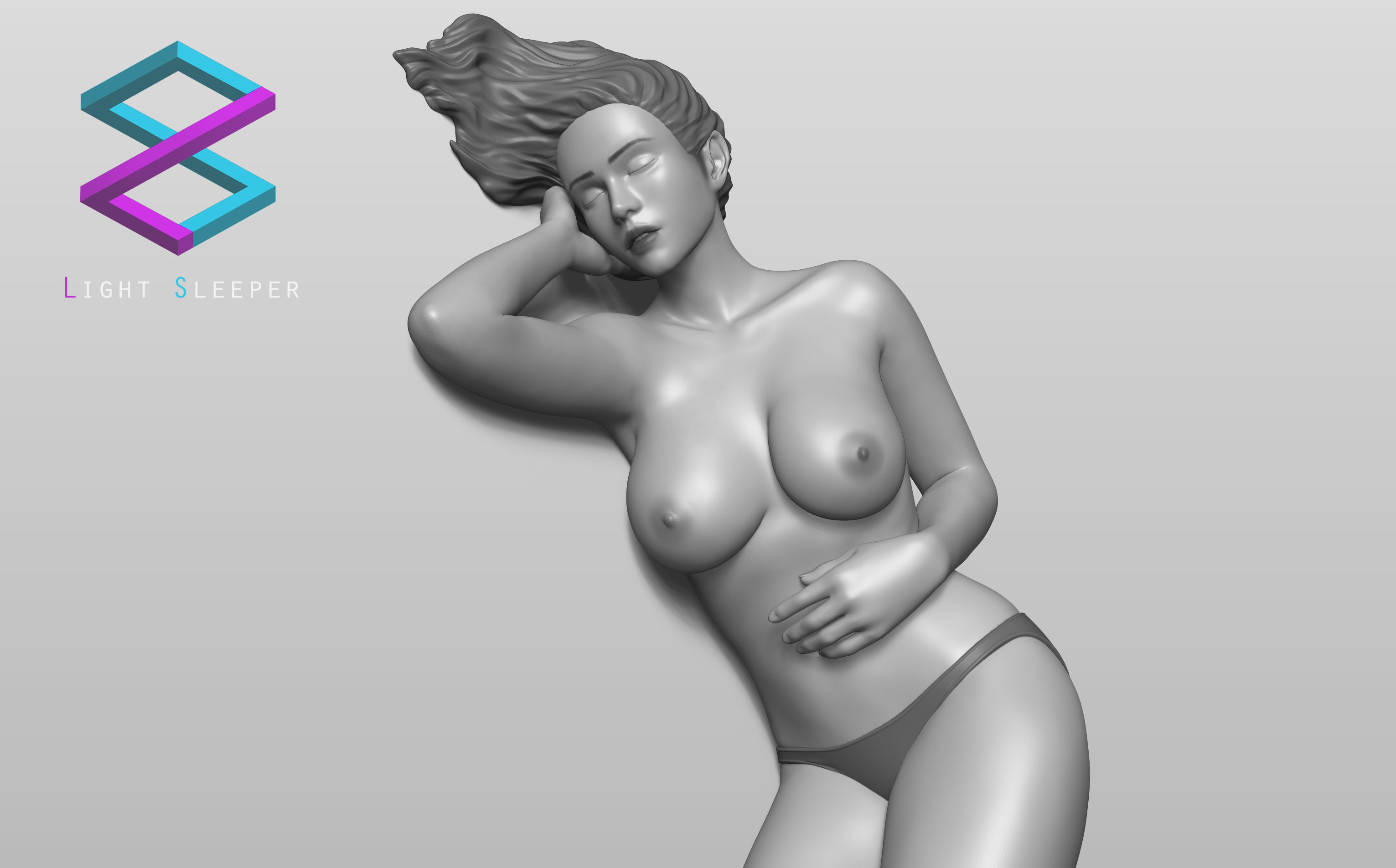 Sleeping girl 3D print model_6