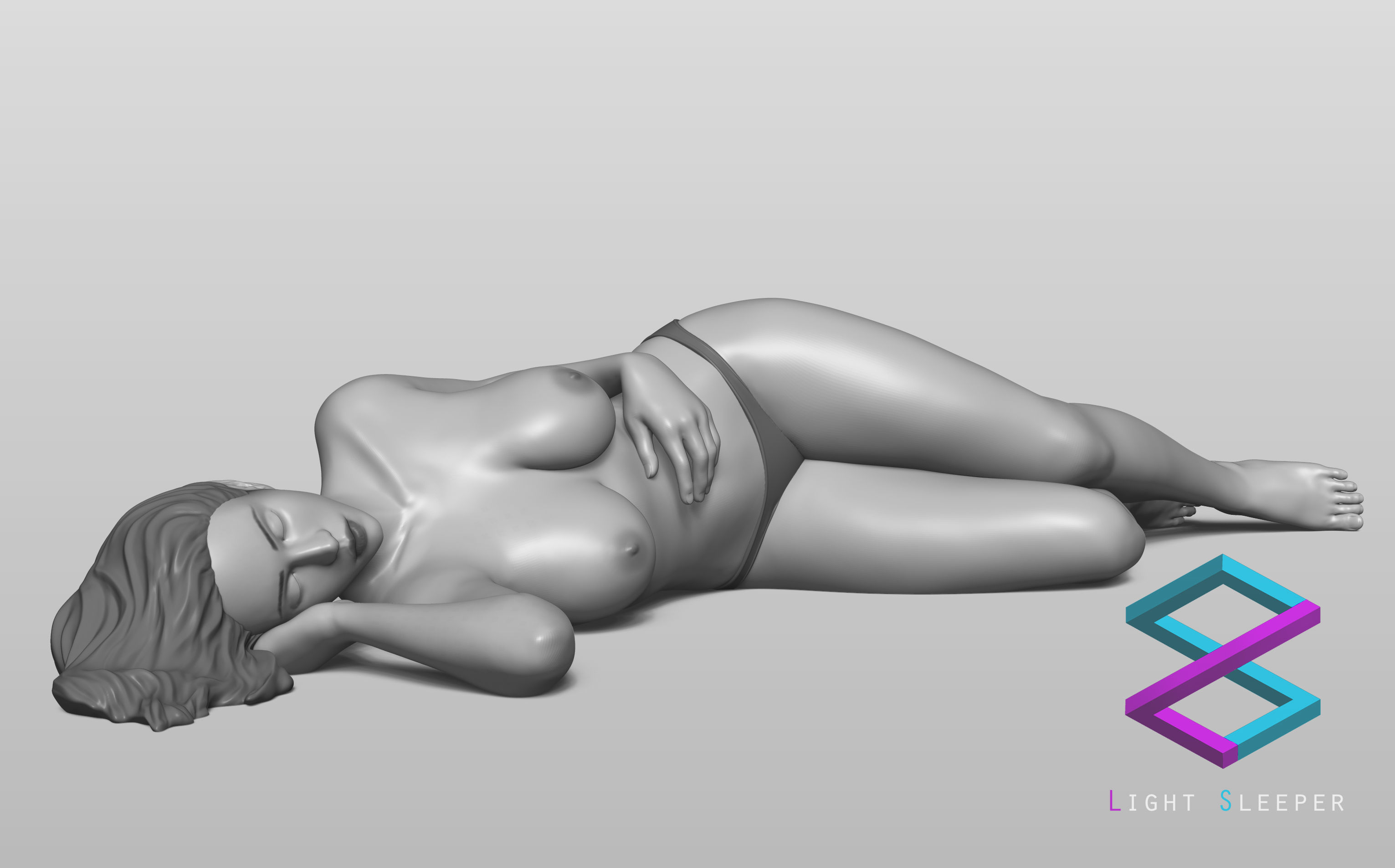 Sleeping girl 3D print model_5