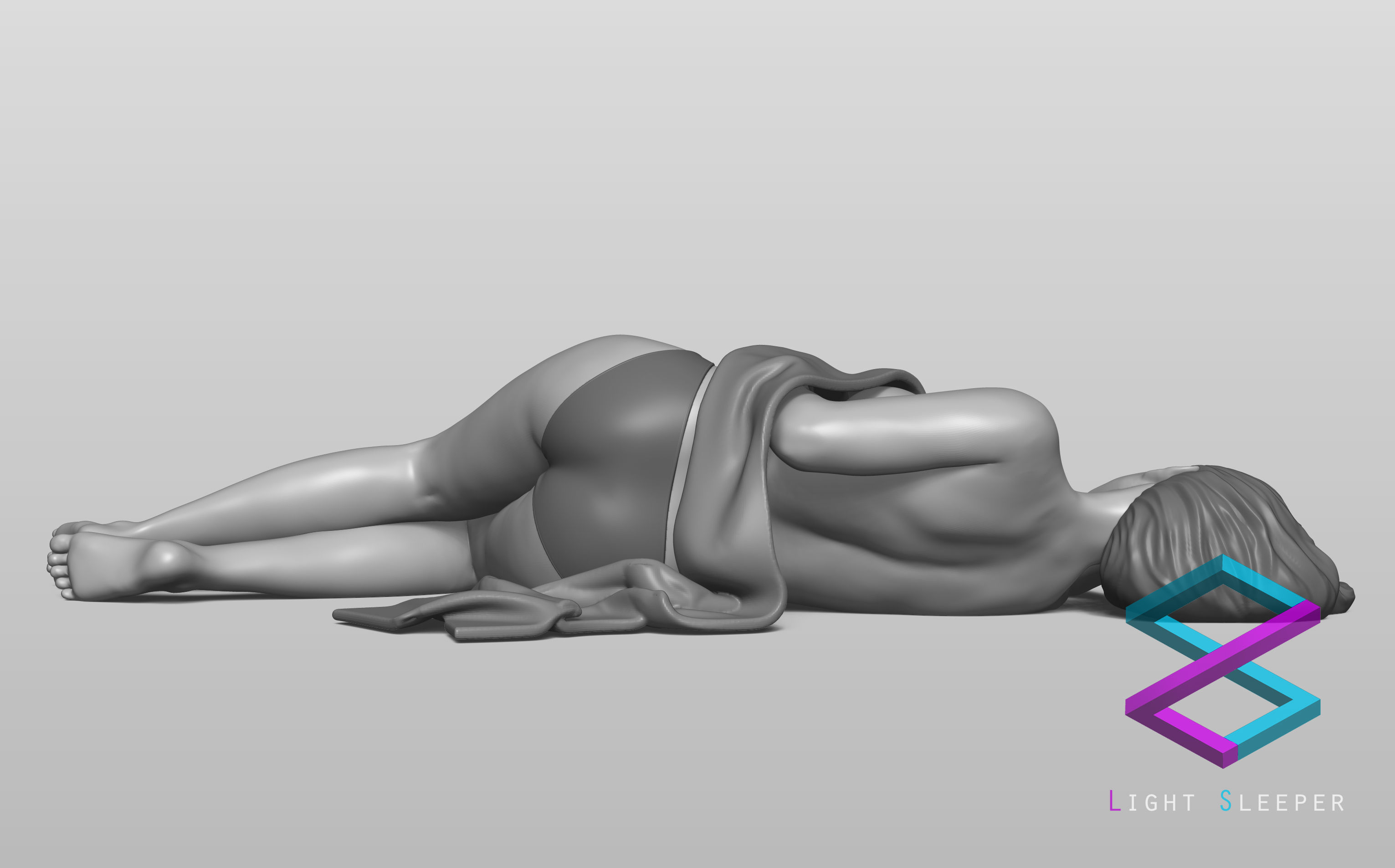 Sleeping girl 3D print model_2