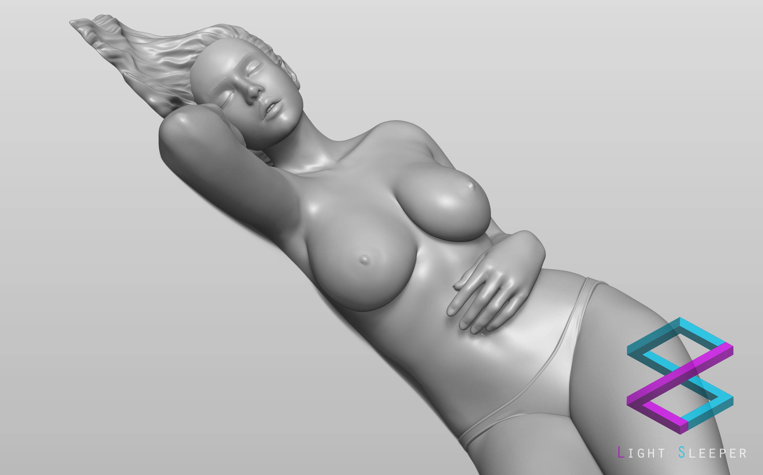 Sleeping girl 3D print model_7