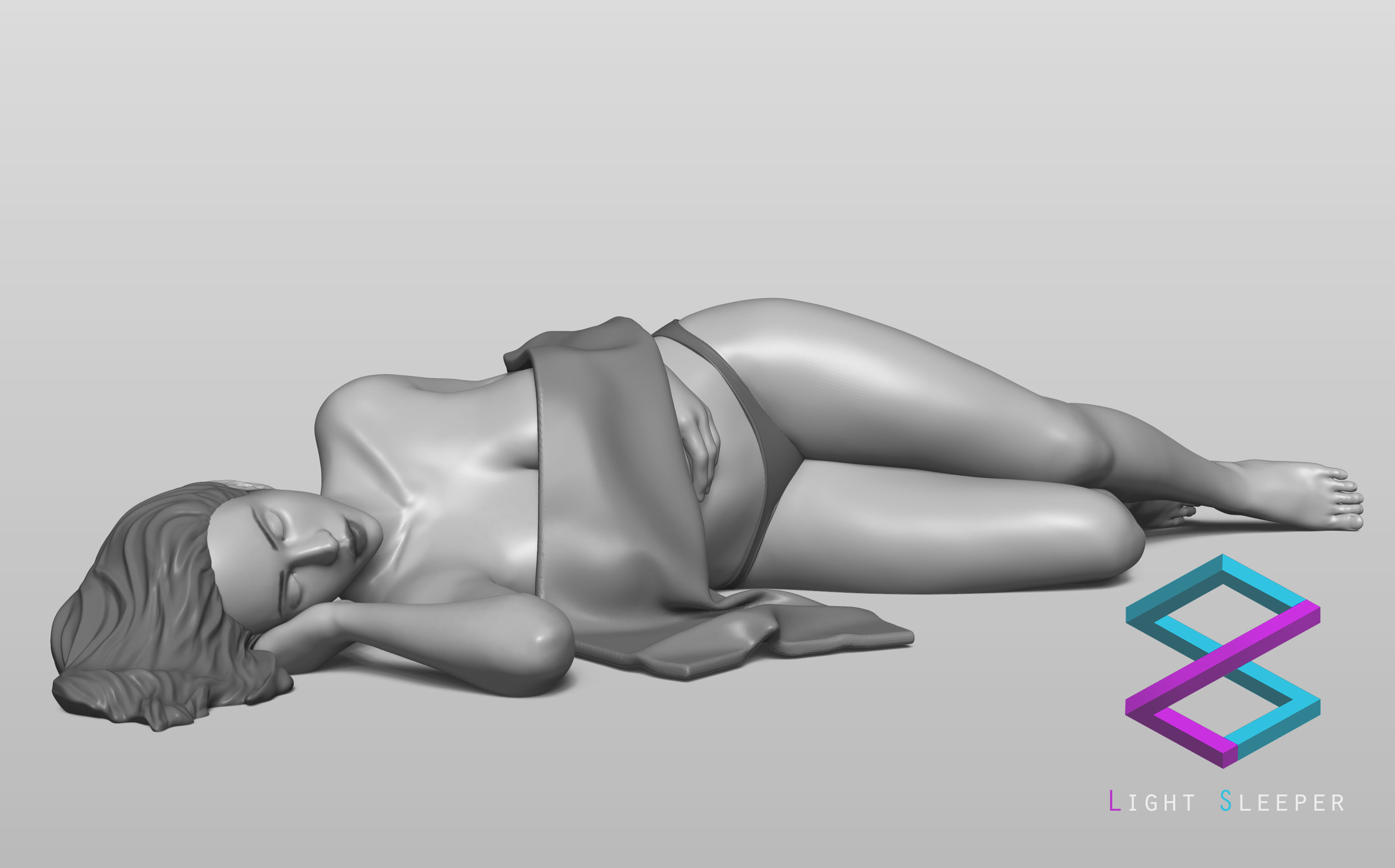 Sleeping girl 3D print model_4