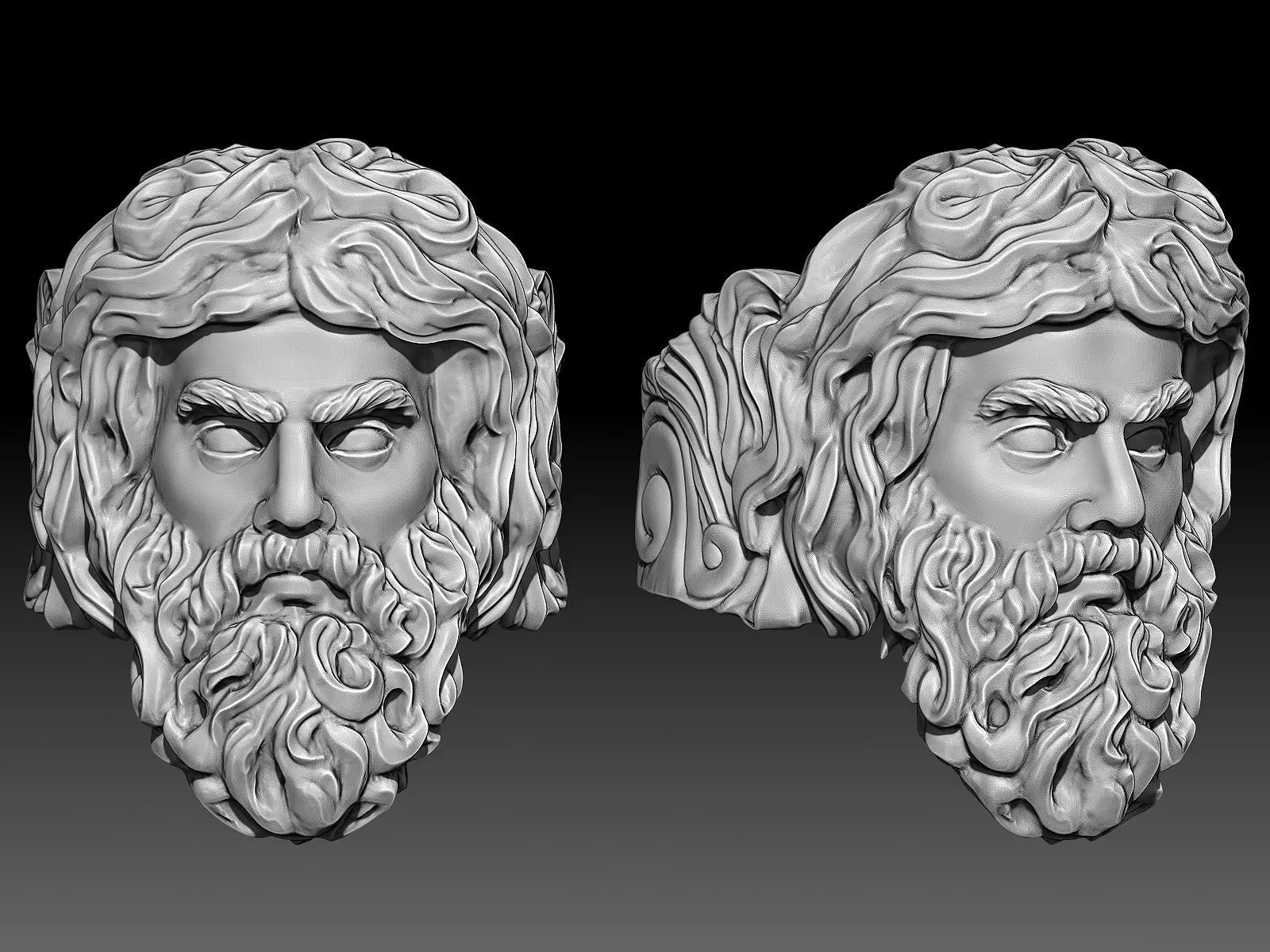 Zeus Ring Sculpture jewelry gold necklace SIlver 3D print model