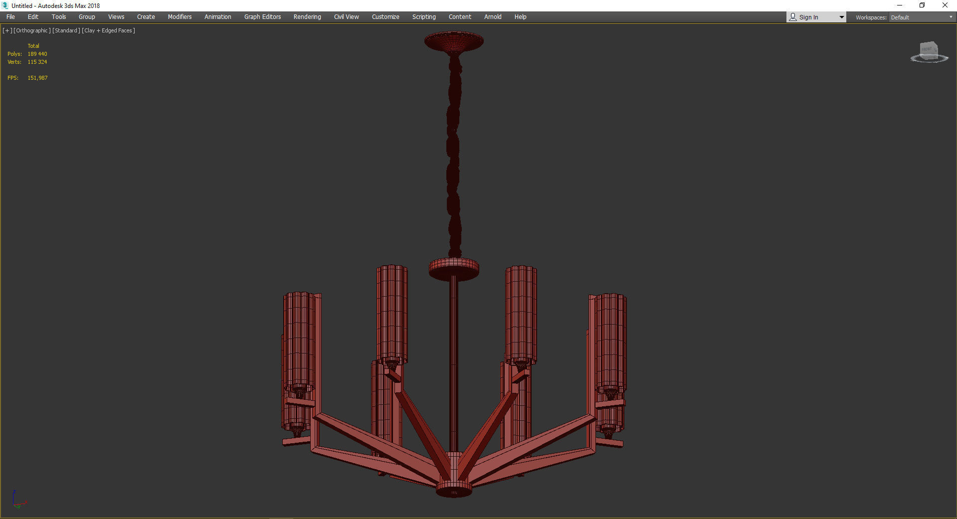 FASHION BRASS CHANDELIER 3 Low-poly 3D model_3