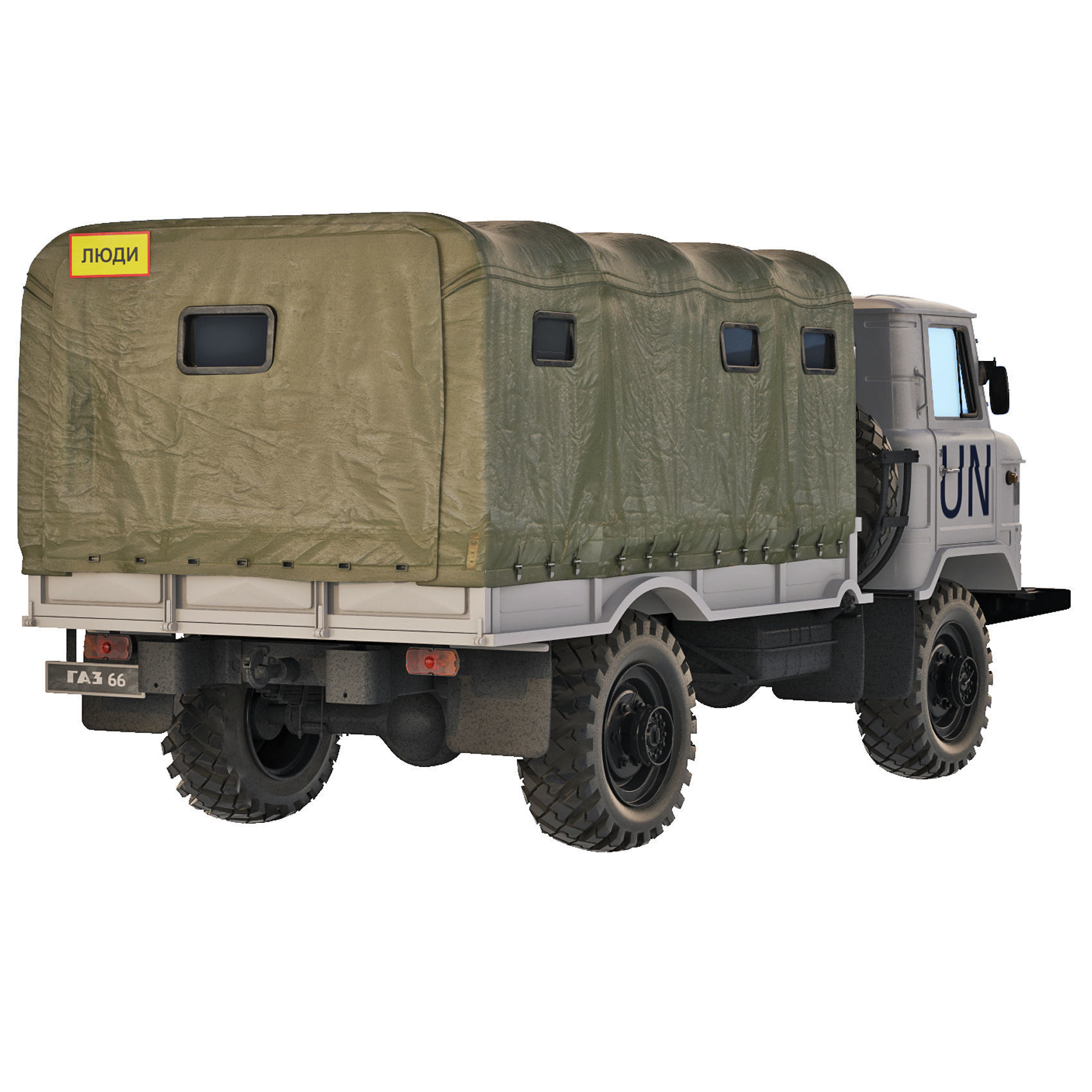 GAZ 66 A 1967 tarpaulin body 3D model_11