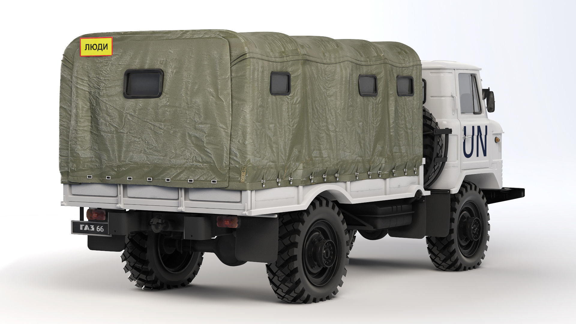 GAZ 66 A 1967 tarpaulin body 3D model_1