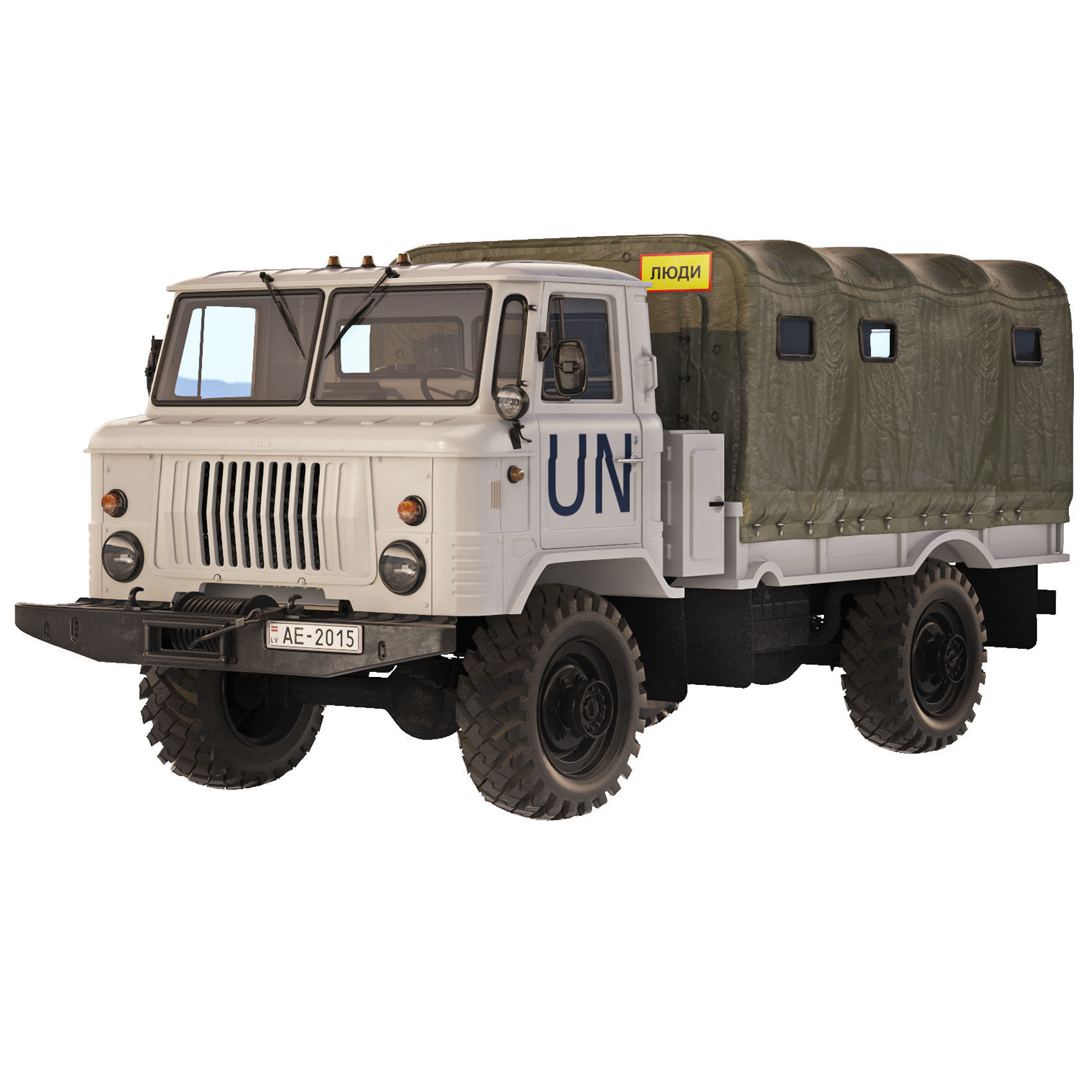 GAZ 66 A 1967 tarpaulin body 3D model_5