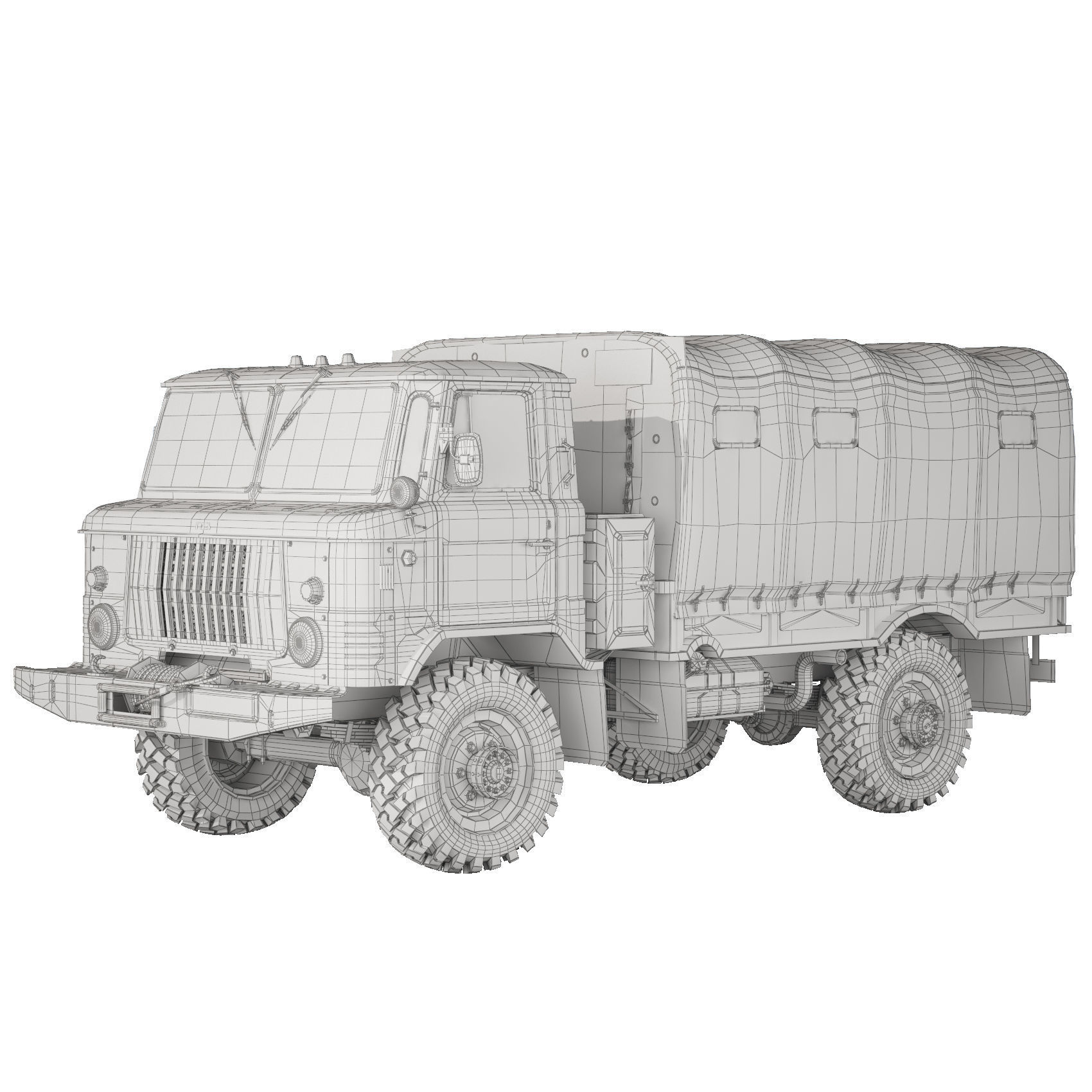 GAZ 66 A 1967 tarpaulin body 3D model_7