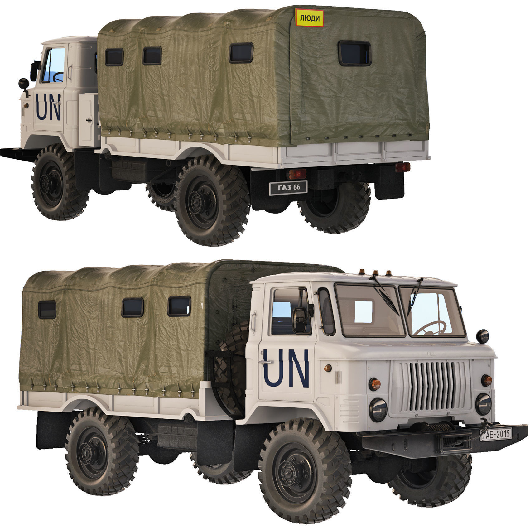 GAZ 66 A 1967 tarpaulin body 3D model_3