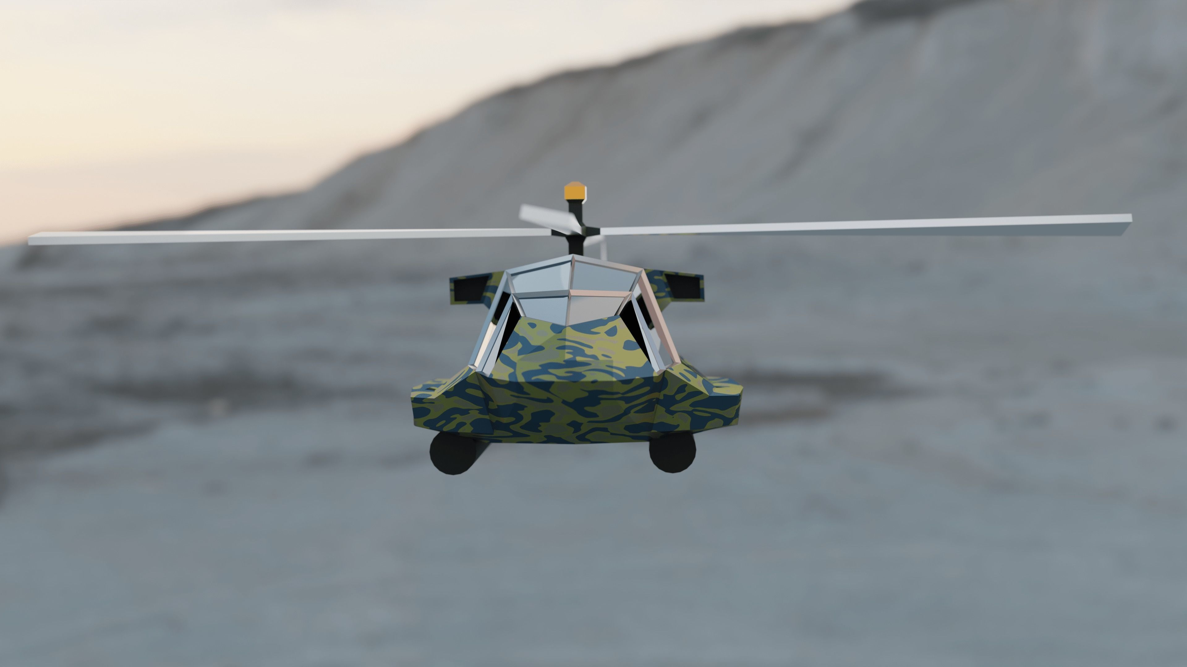 Helicopter Low-Poly 3D Model military Low-poly 3D model_4