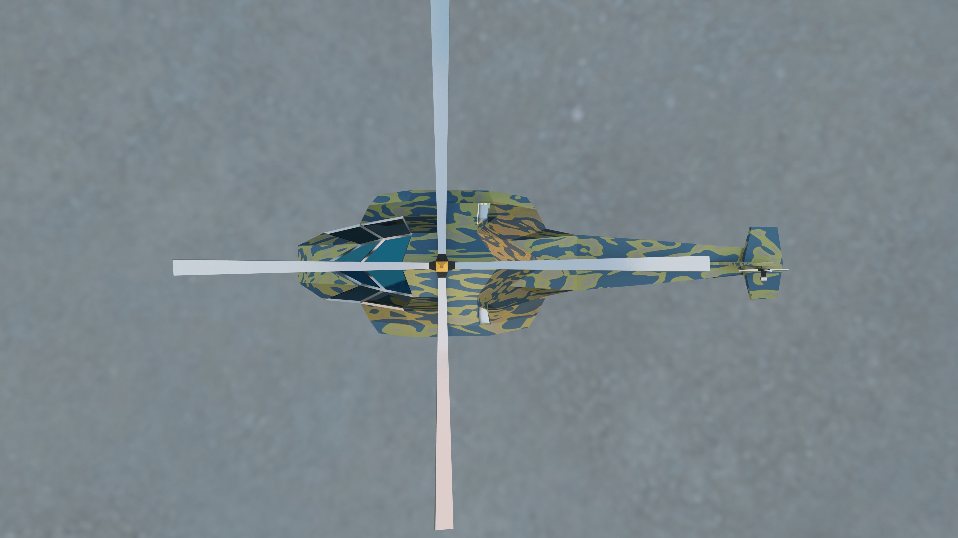 Helicopter Low-Poly 3D Model military Low-poly 3D model_2