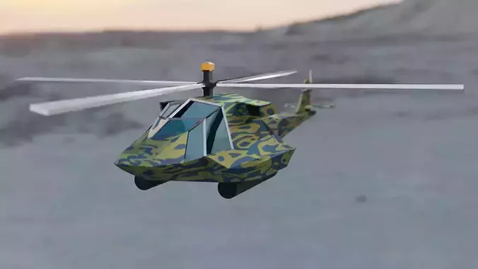Helicopter Low-Poly 3D Model military Low-poly 3D model