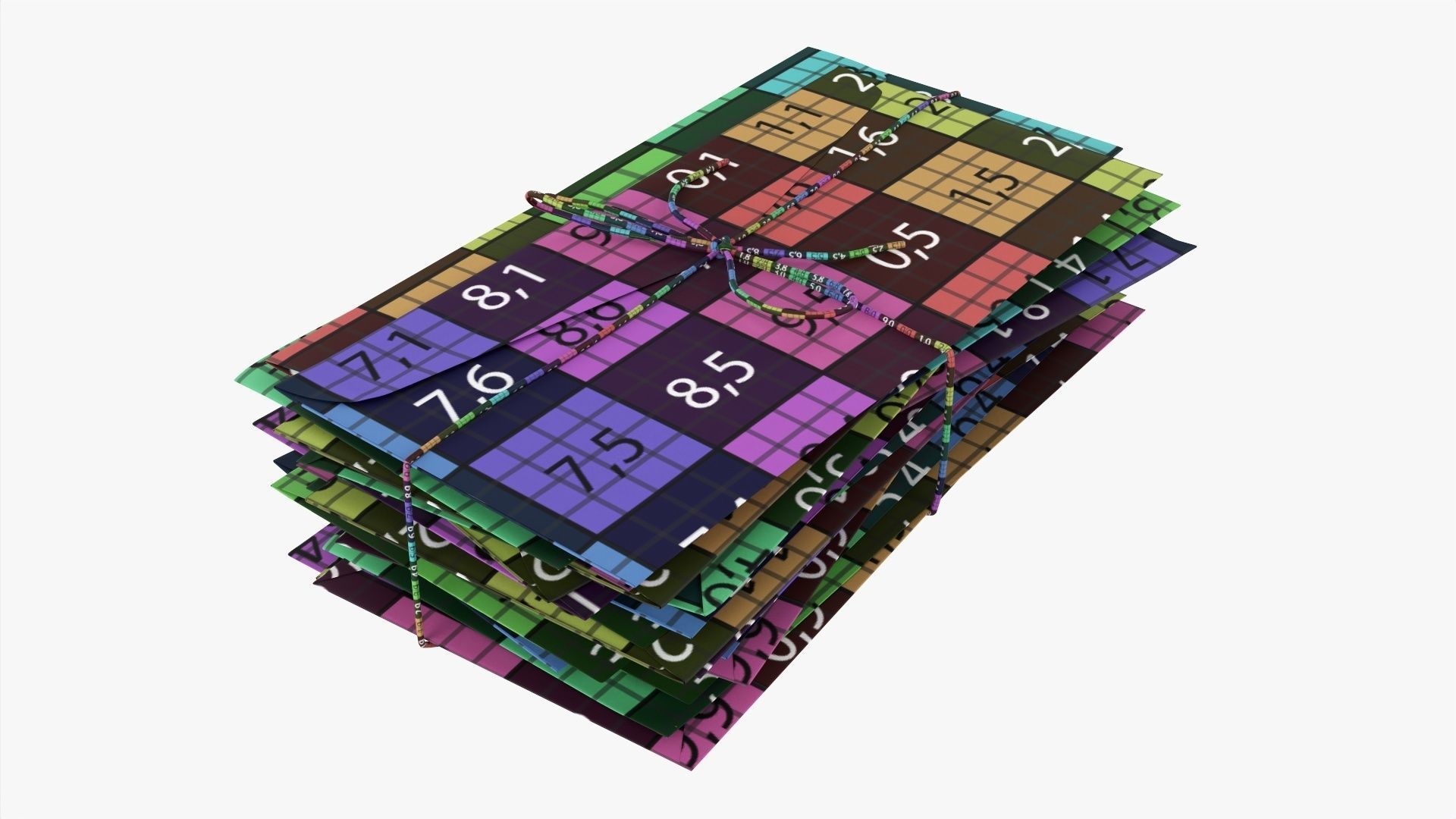 Envelope stack tied up 3D model_8