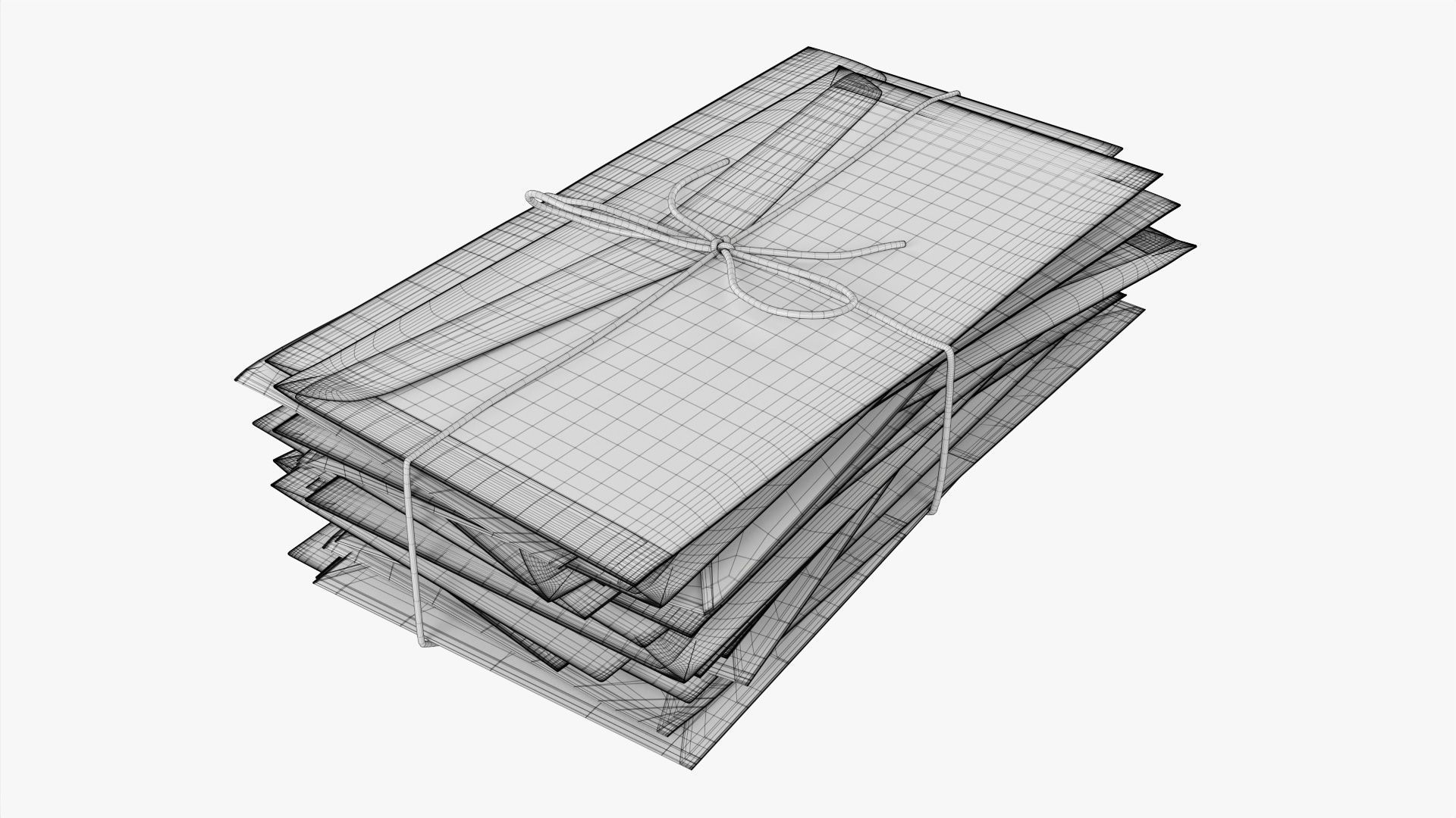 Envelope stack tied up 3D model_6