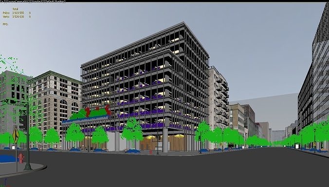 Office Building Street 3D model 3