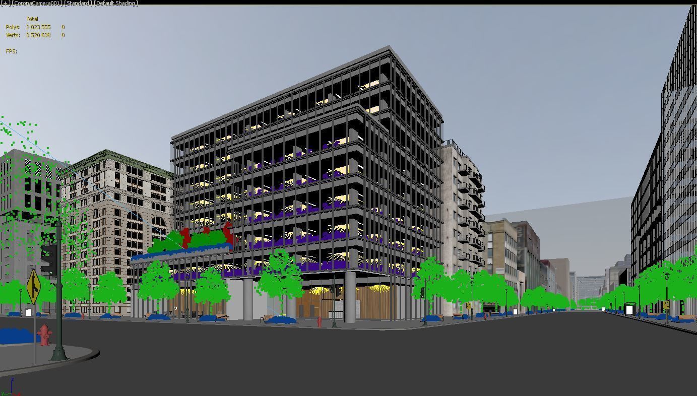 Office Building Street 3D model_2