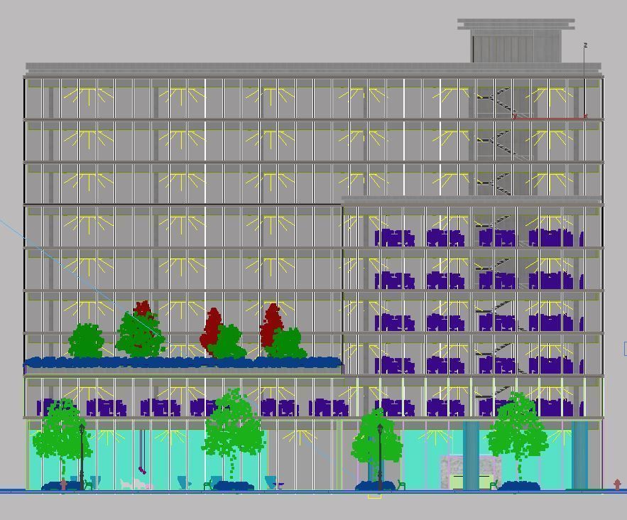 Office Building Street 3D model_3