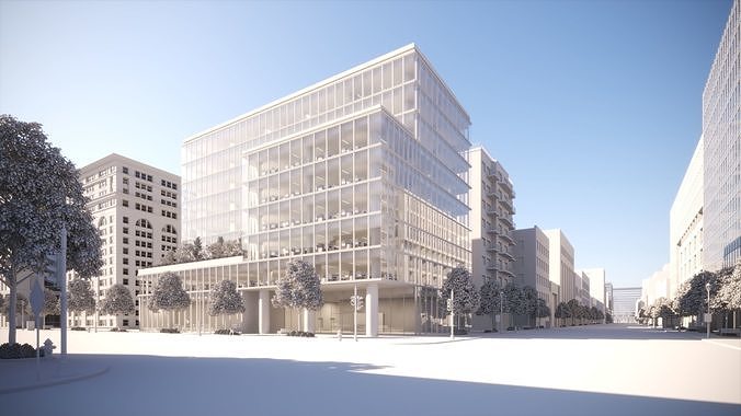 Office Building Street 3D model 2