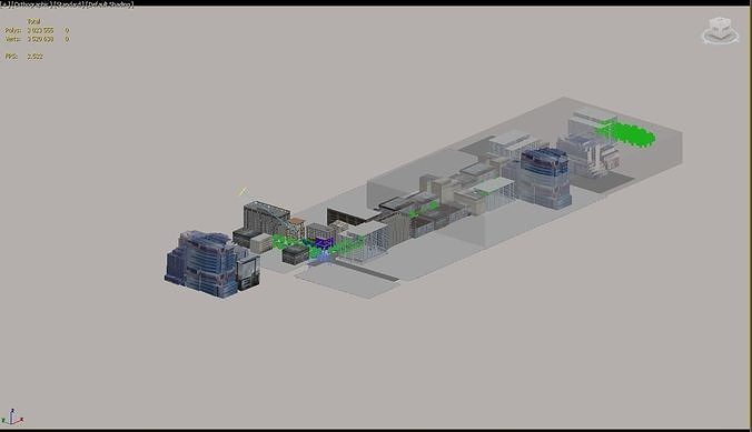Office Building Street 3D model 6