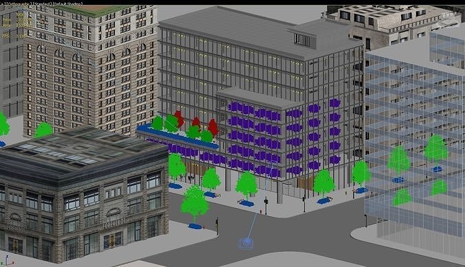 Office Building Street 3D model 7