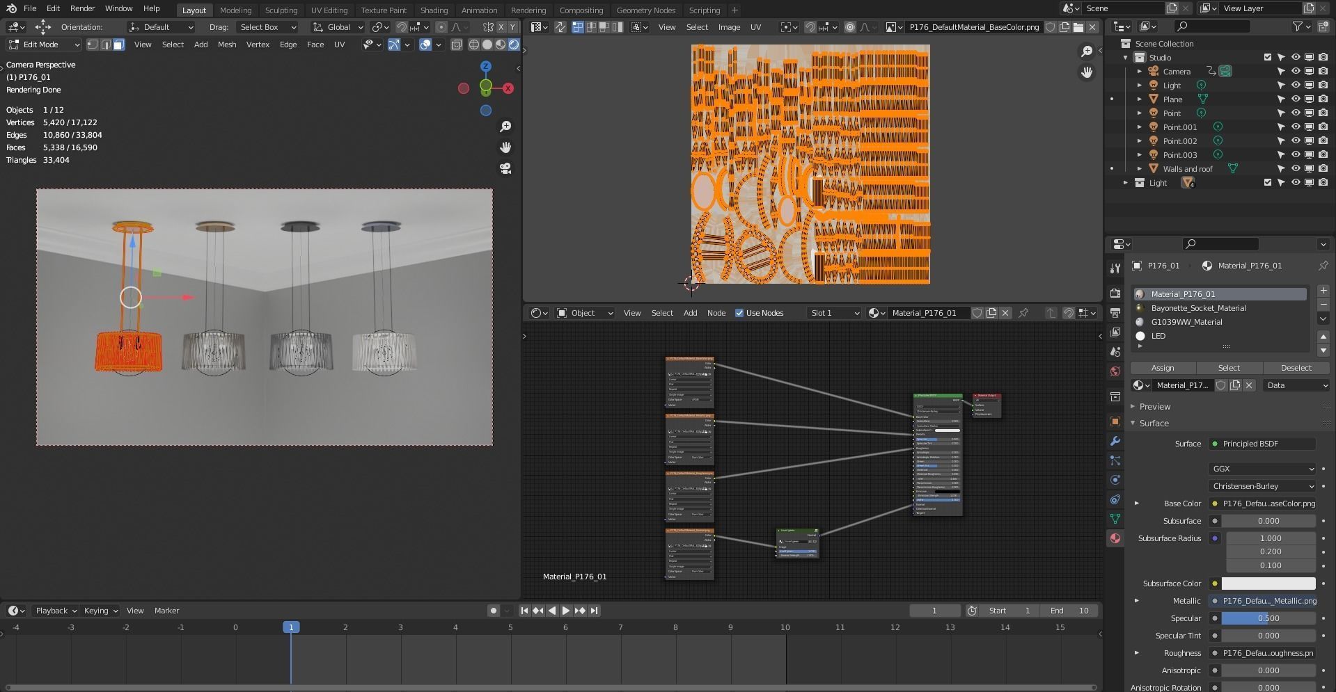 Pendant Ceiling Light P176 3D model_32