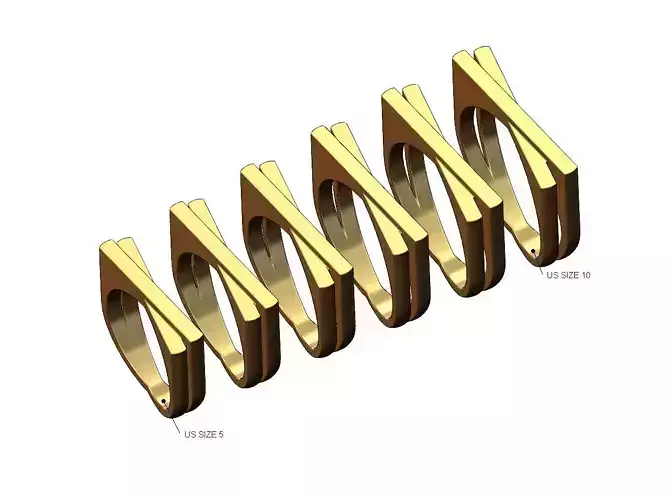 Overlapping crossed bar ring US sizes 5to10