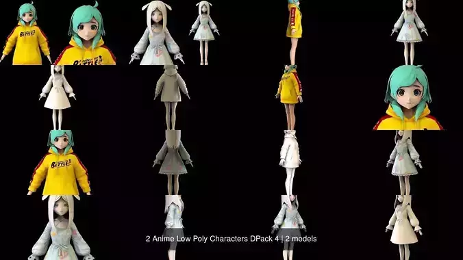 2 Anime Low Poly Characters DPack 4