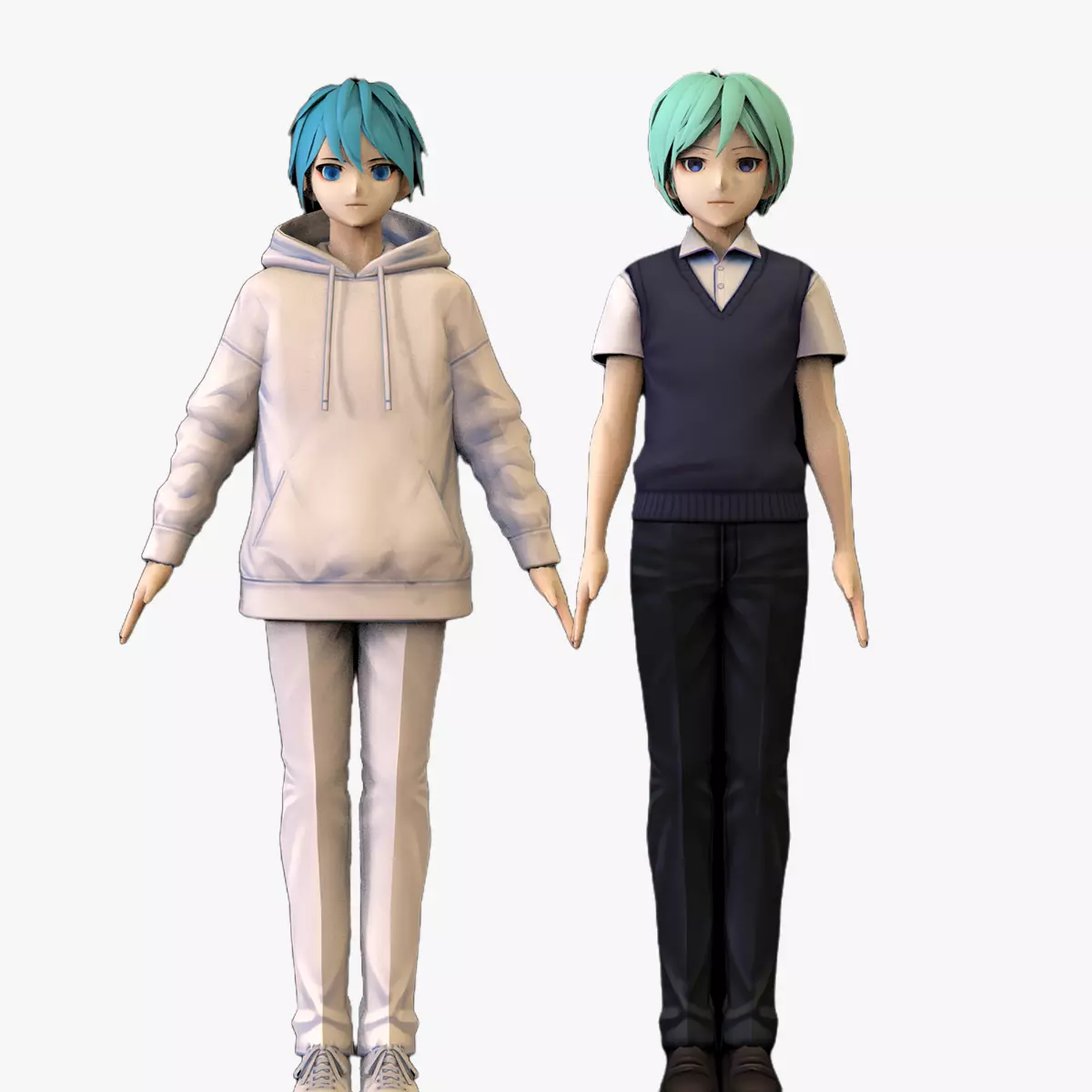 2 Anime Low Poly Characters DPack 6 3D Model Collection_0