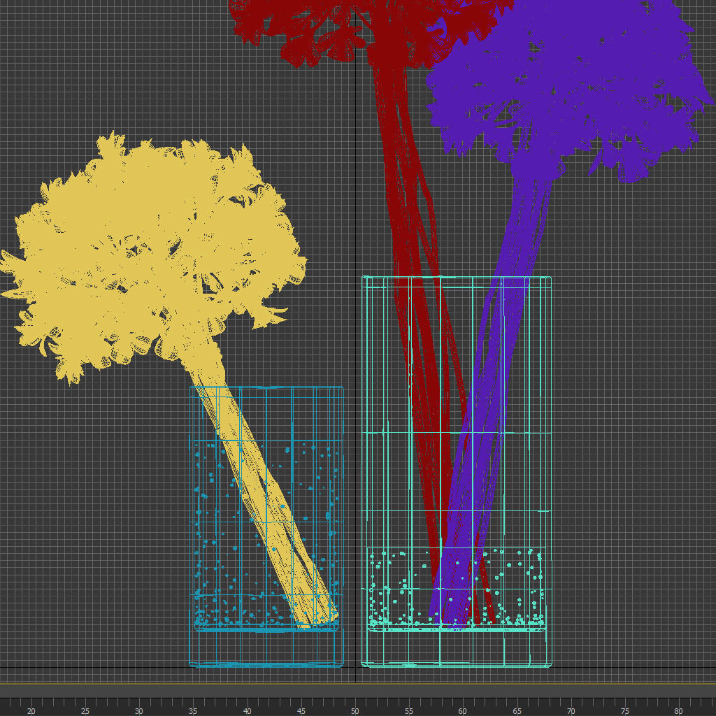 Alstroemeria flowers in glass vase 3D model_7