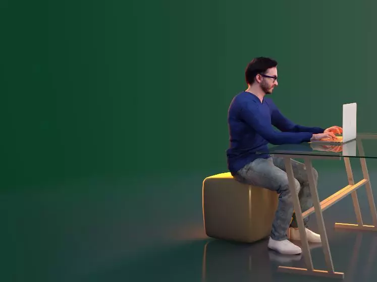 Anselmo 20212-02 - Animated Sitting Man Working On Laptop 3D model