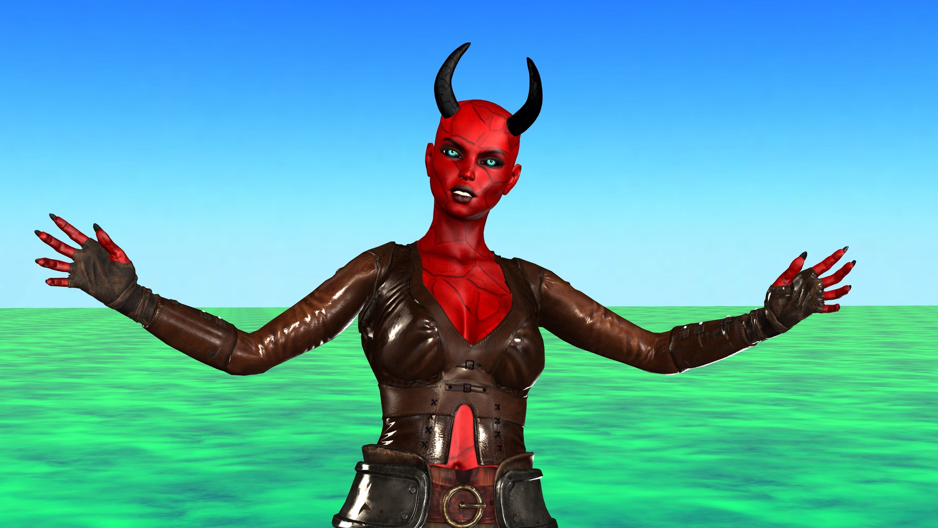 Daemon Girl with Animation 3D model animated rigged | CGTrader