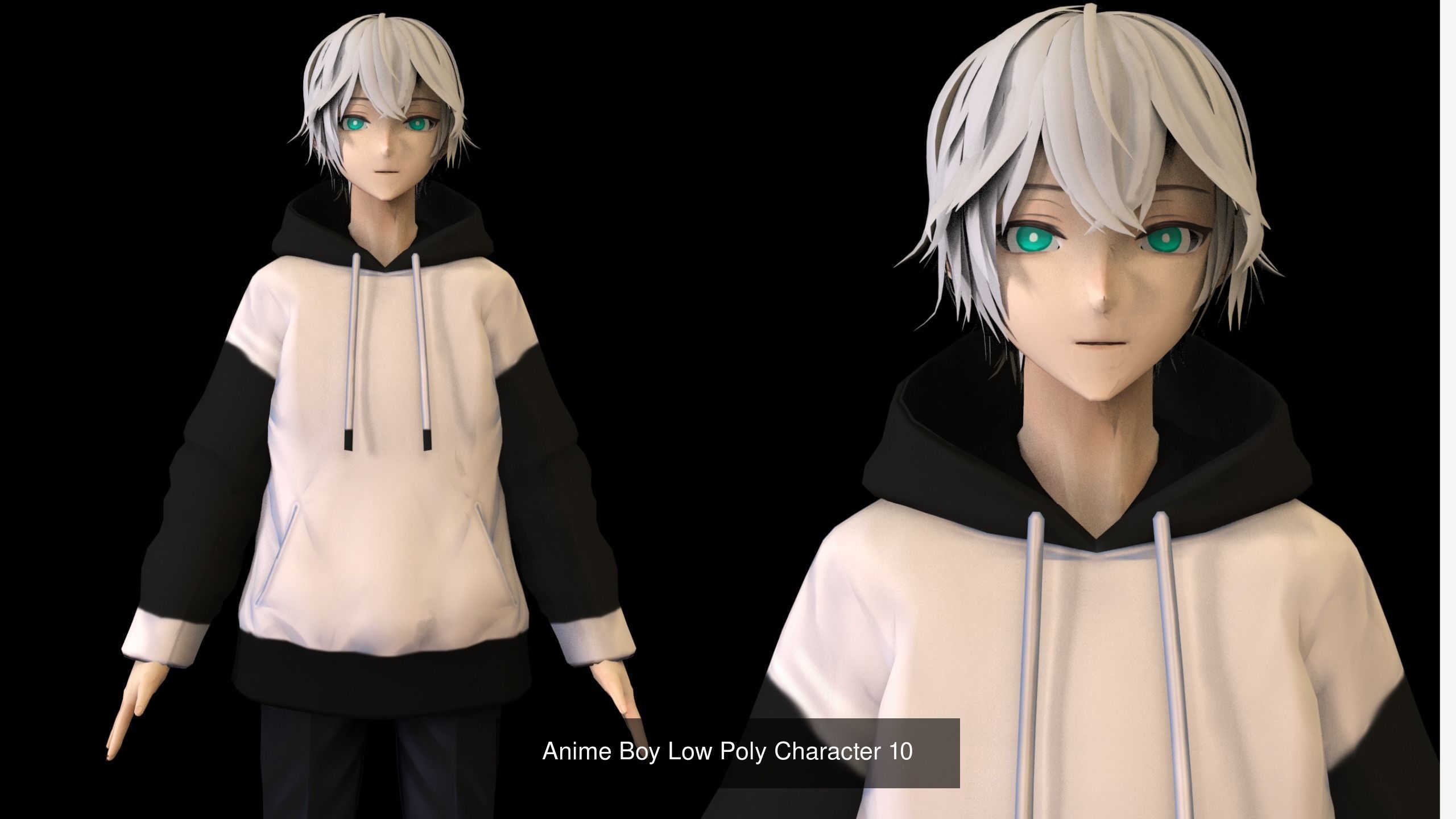 3 Anime Low Poly Characters TPack 4 3D Model Collection_3