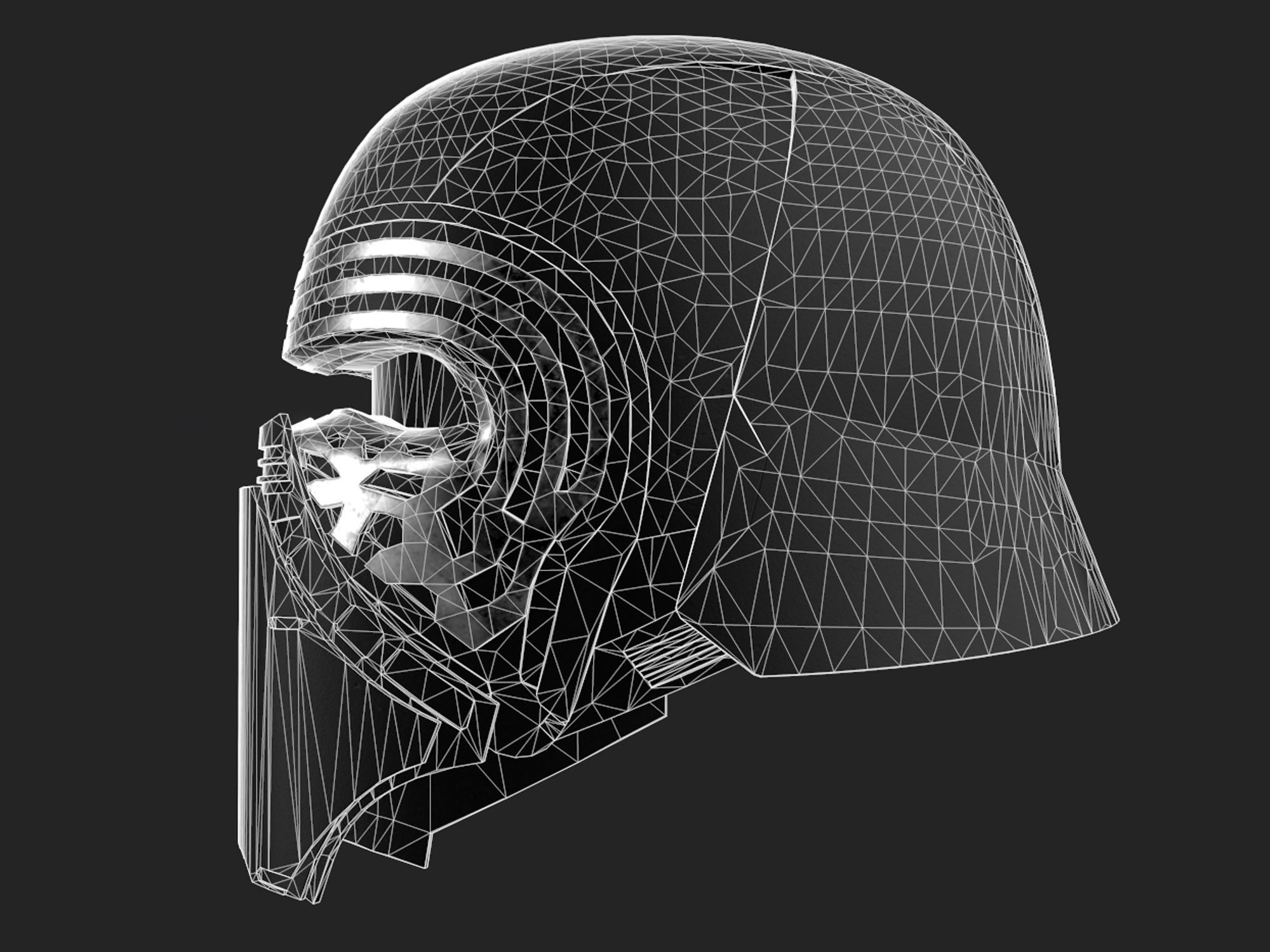 Kylo Ren mask Low-poly 3D model_17