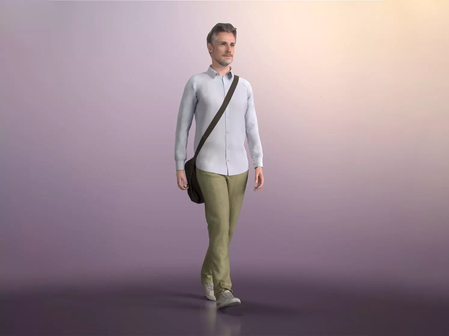 Will 20020-02 - Animated Walking Bestager Man With Bag 3D model