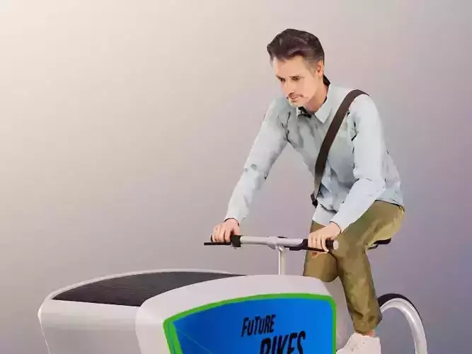 Will 12670 - Bestager Man Riding A Futuristic Bike Low-poly 3D model