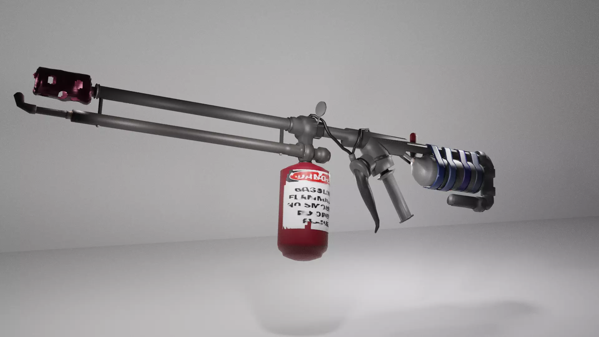 flamethrower fire extinguisher with note Free low-poly 3D model