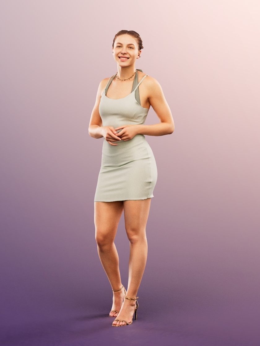 Klara 12619 - Athletic Woman Short Dress Low-poly 3D model_2