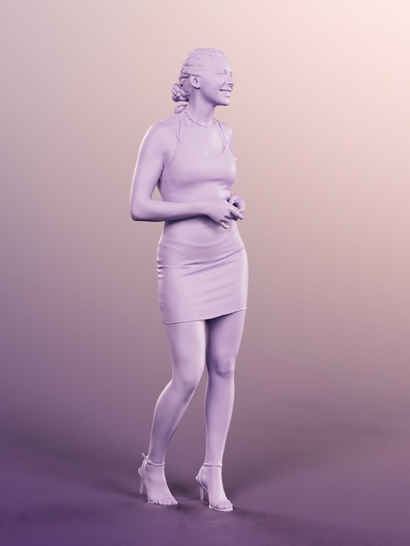 Klara 12619 - Athletic Woman Short Dress Low-poly 3D model_5