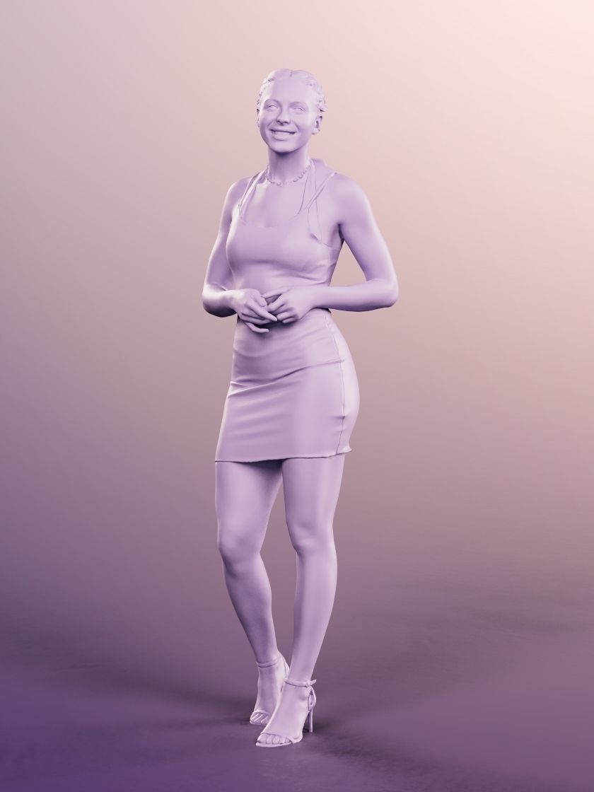 Klara 12619 - Athletic Woman Short Dress Low-poly 3D model_4