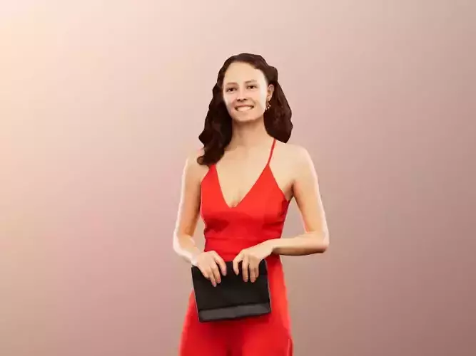 Nancy 12578 - Elegant Woman Standing With Bag