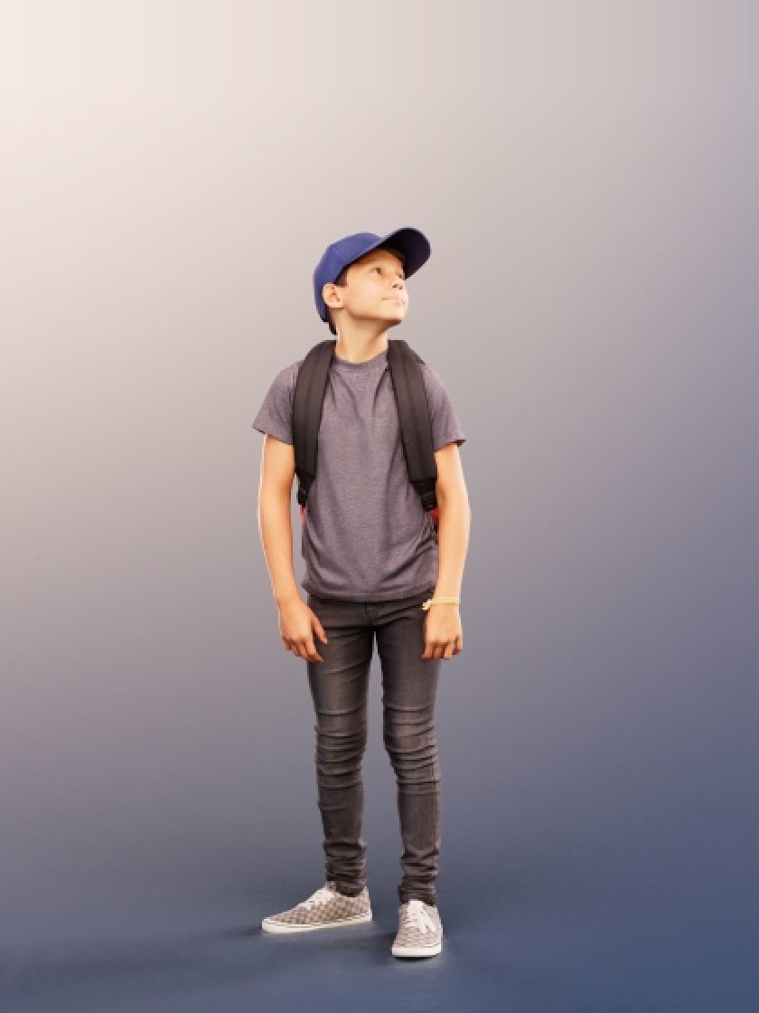Manuel 12351 - Boy Standing With Backpack Low-poly 3D model_2