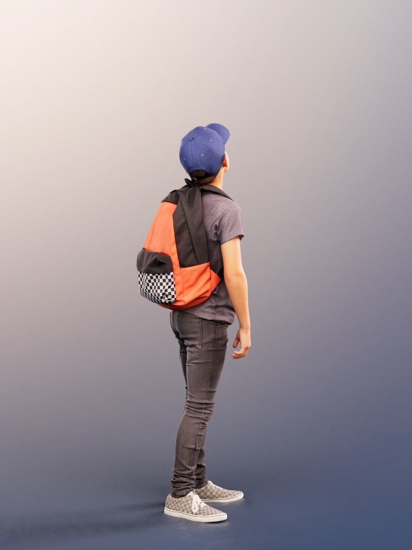 Manuel 12351 - Boy Standing With Backpack Low-poly 3D model_3