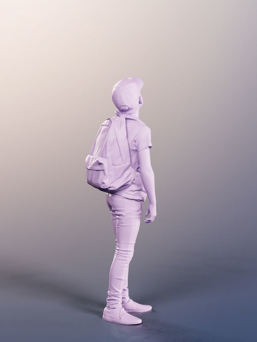 Manuel 12351 - Boy Standing With Backpack Low-poly 3D model_5